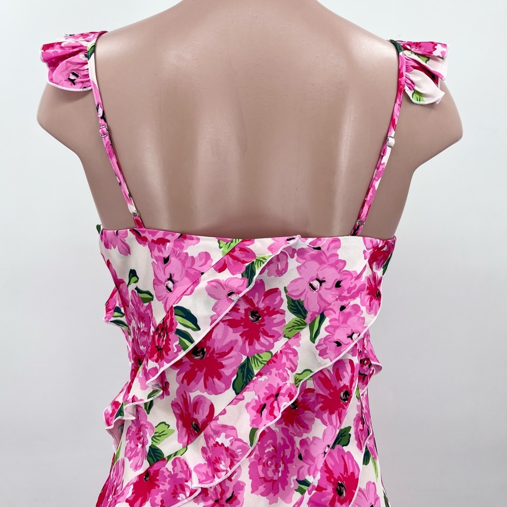 NWT Show Me Your Mumu Rosa Ruffle Pink Floral Satin Mini Dress Size Medium - Picture 8 of 15